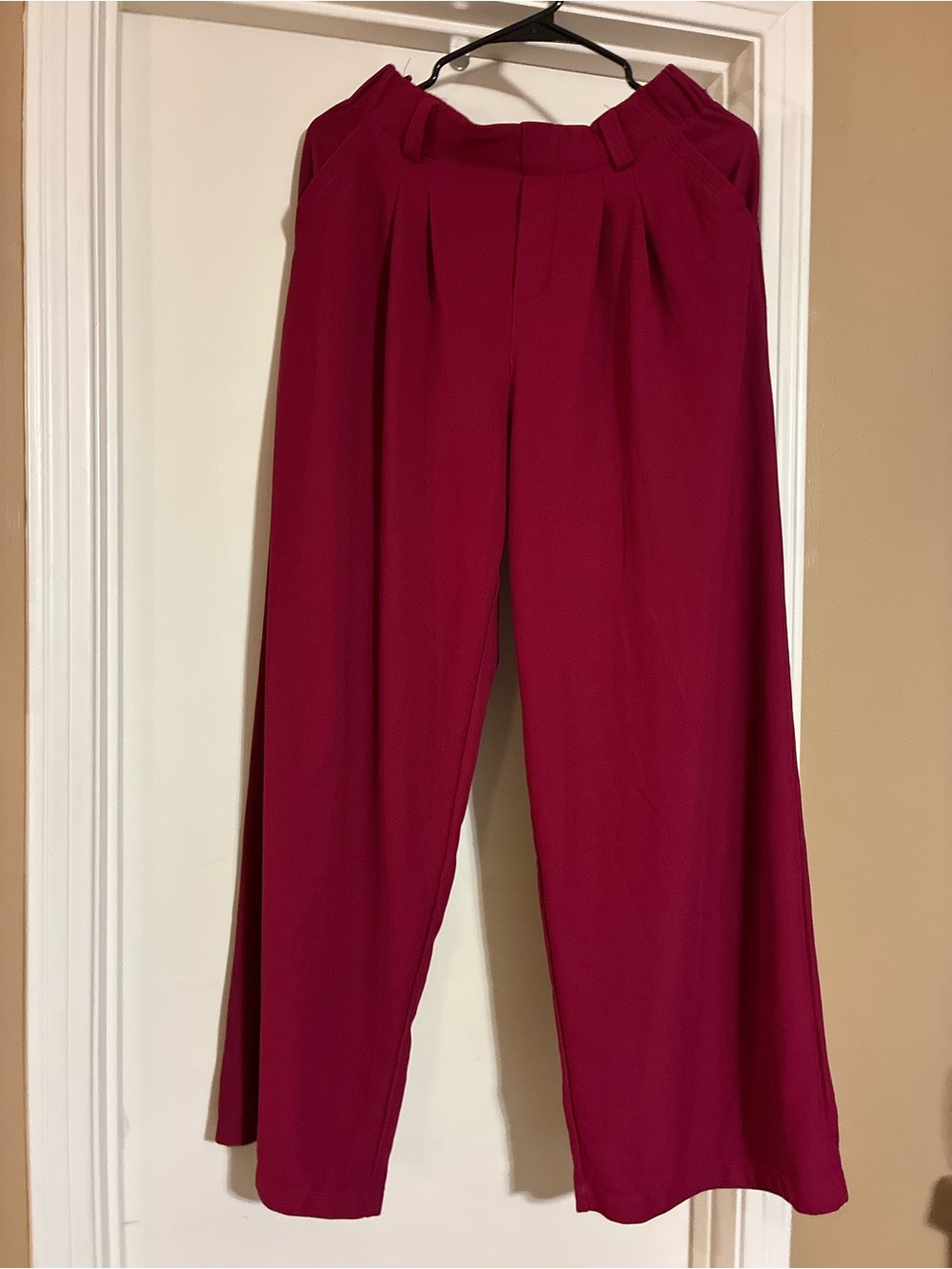 HALARA Wide-Leg High-Waist Pants in Deep Berry